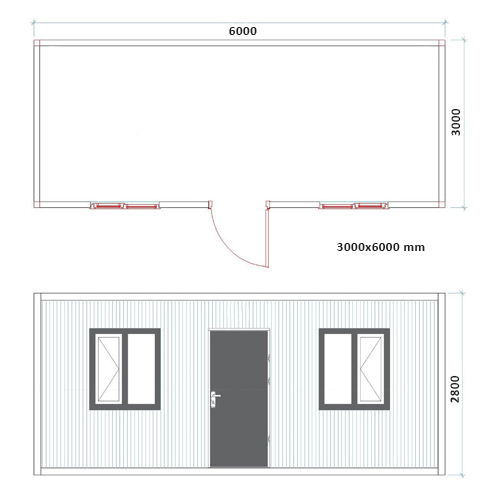 PIR KM-1 Konteinerinis modulis  3000 x 6000